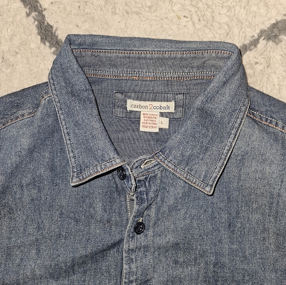 Carbon 2 Colbalt 100% Cotton Denim Button Down Large - Picture 2 of 4